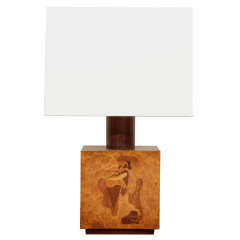 Inlaid Wood Table Lamp by Andrew Szoeke